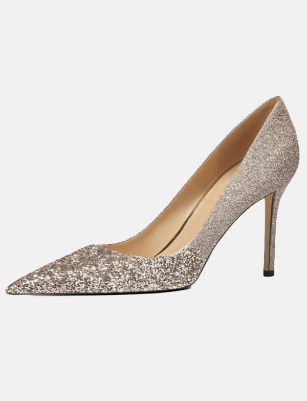 Womens Glitter Stiletto Heels Pumps Evening Heels 17