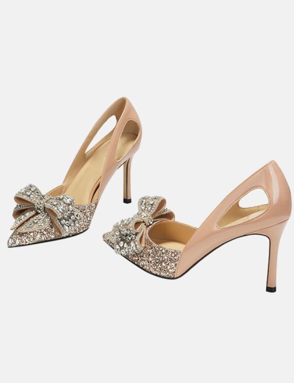 Womens Rhinestone Bow Evening Pumps Stiletto Heels 12