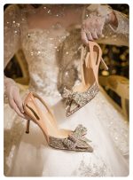 Women's Stiletto Heel Evening Pumps with Rhinestone Bow