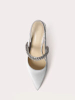 Women’s Mary Jane Pumps Pointed Toe Rhinestones Slip‑On 4 Inch Stiletto Heels Slingbacks