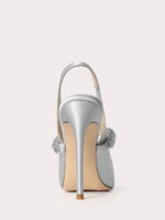 Women’s Mary Jane Pumps Pointed Toe Rhinestones Slip‑On 4 Inch Stiletto Heels Slingbacks