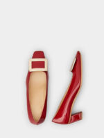 Women’s Pumps Square Toe Patent Leather Buckle 4.5 cm Block Heels