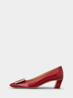 Women’s Pumps Square Toe Patent Leather Buckle 4.5 cm Block Heels