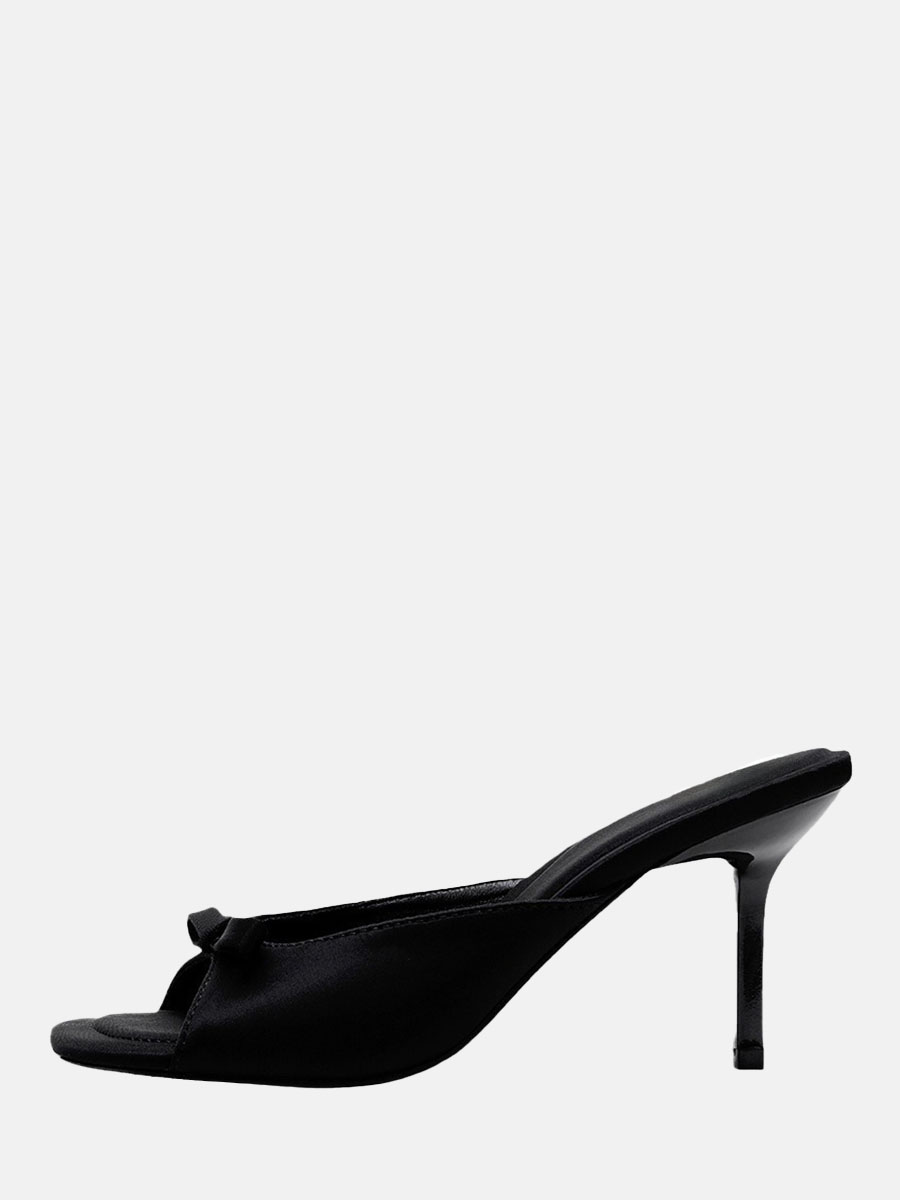 Women’s Black Mules Bows Kitten Heel Mule Sandals