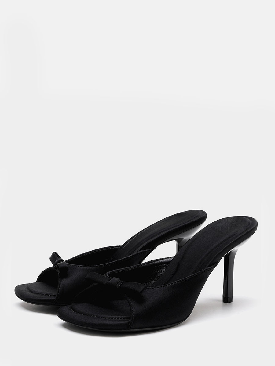 Women’s Black Mules Bows Kitten Heel Mule Sandals (2)