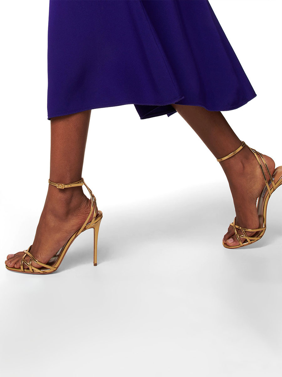 Women’s Gold Metallic Ankle Strap Sandals 4 Inch Stiletto Heels (1)