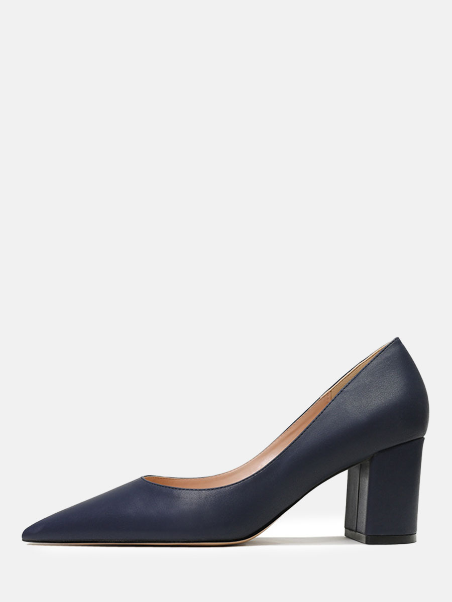 Women's Matte Pointed Toe Block Heels Classic Pumps