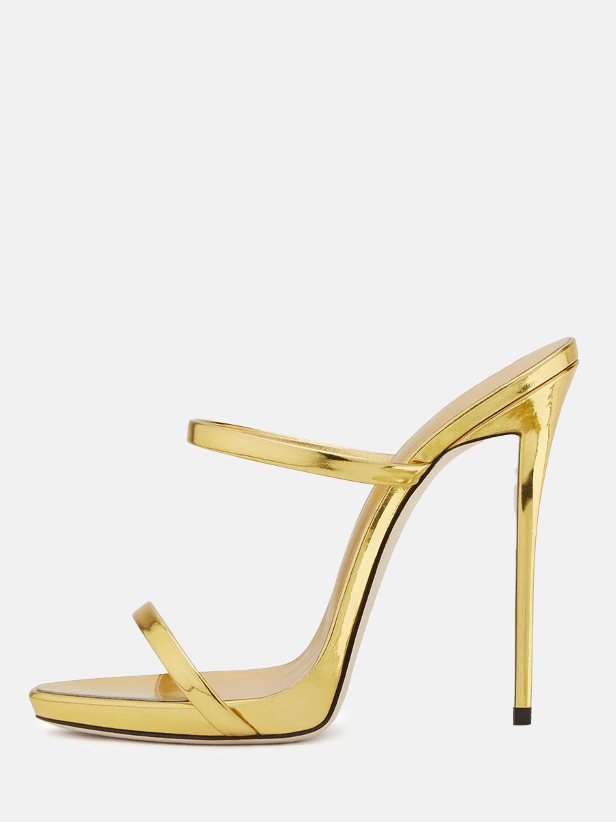 Women’s Metallic Patent Mary Jane Stiletto Heels Mule Sandals