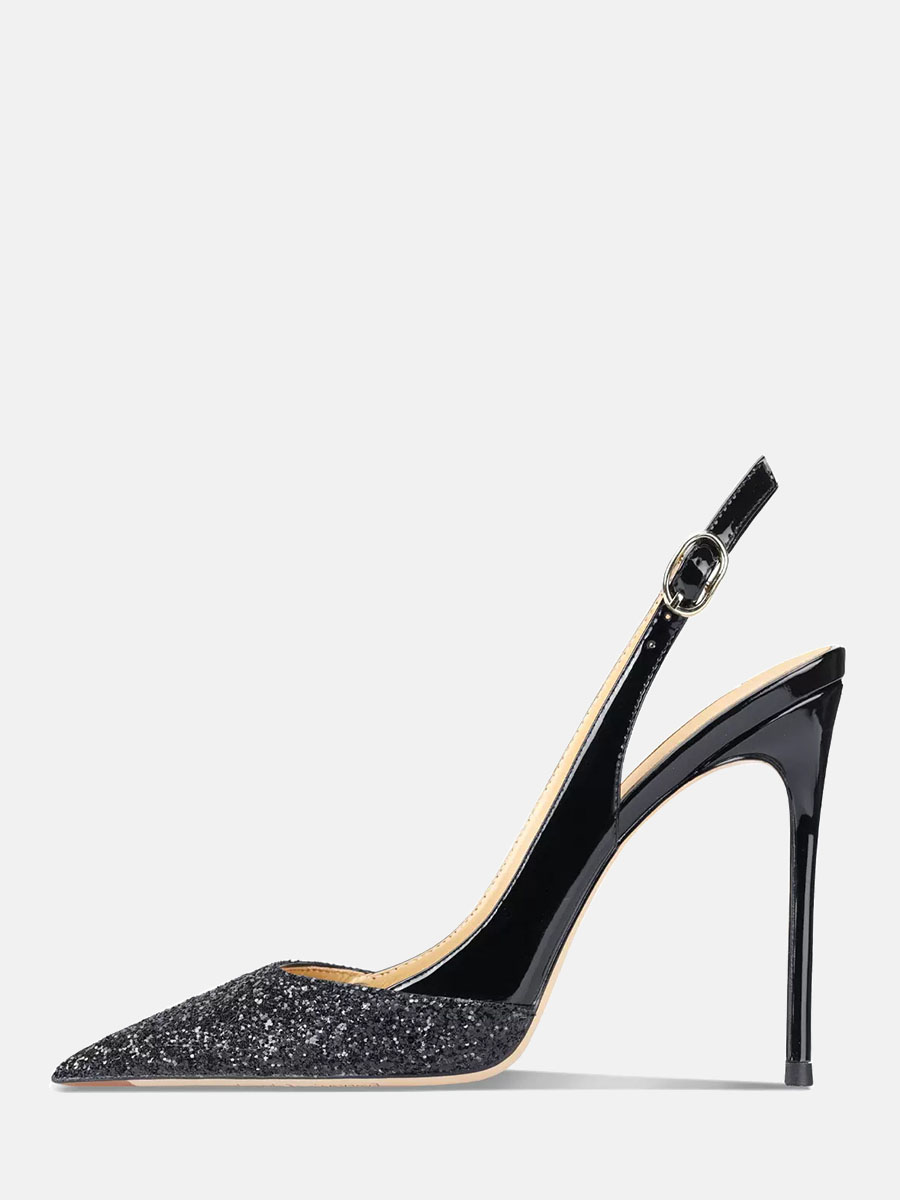 Women’s Patent Glitter Slingback Pumps Stiletto Heels