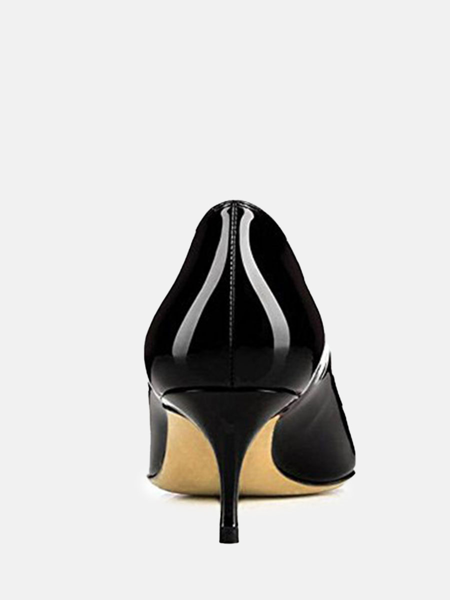 Women’s Patent Leather Pointed Toe Kitten Heel Pumps (23)