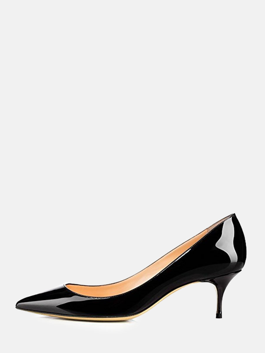 Women’s Patent Leather Pointed Toe Kitten Heel Pumps