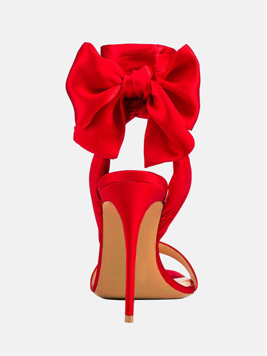 Women’s Satin Bowknot Ankle Strap Stiletto Heel Sandals (5)