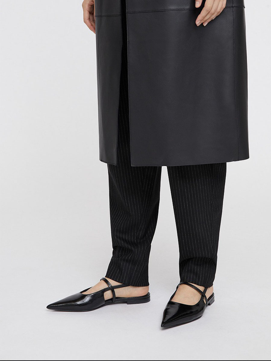 Women’s Black Lambskin Slingback Mary Jane Flats Pointed Toe (4)