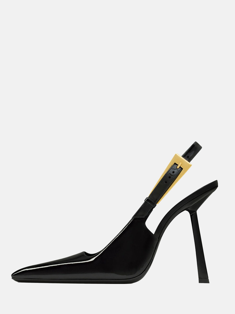 Women’s Black Patent Slingback Pumps Stiletto Heels