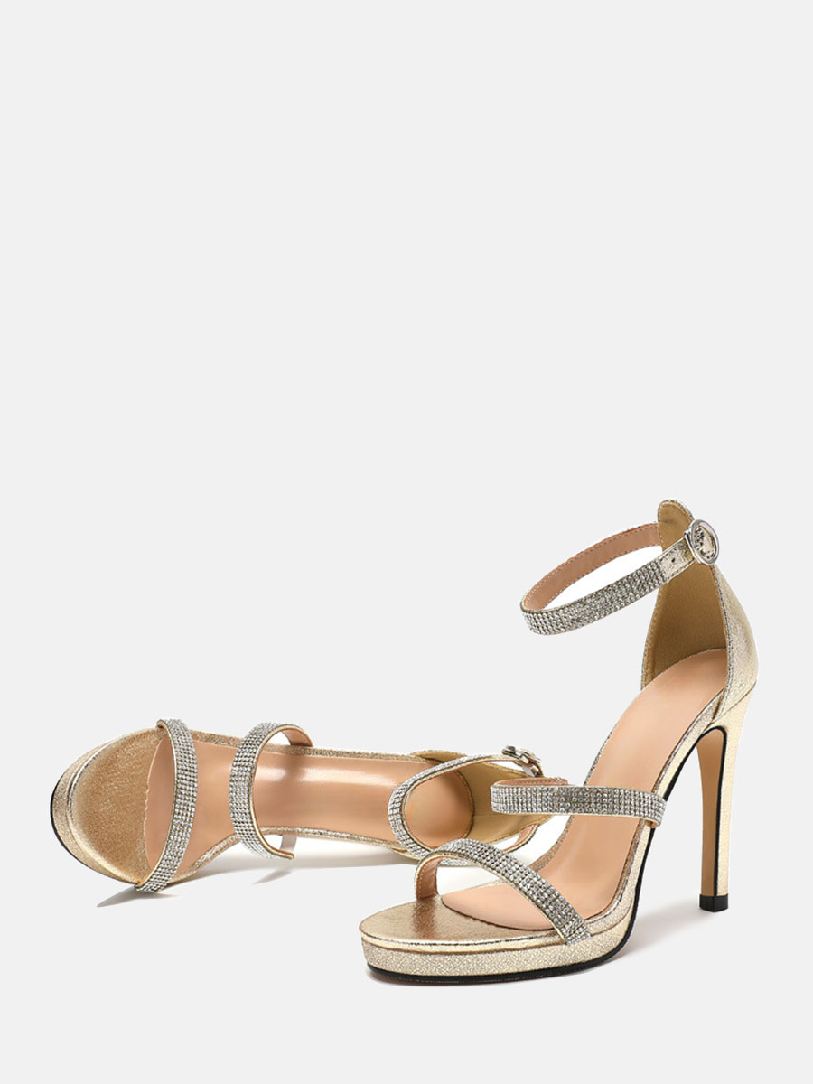Women’s Faux Leather Rhinestone Ankle Strap Buckle Platform Stiletto Heels Open Toe Sandals (8)