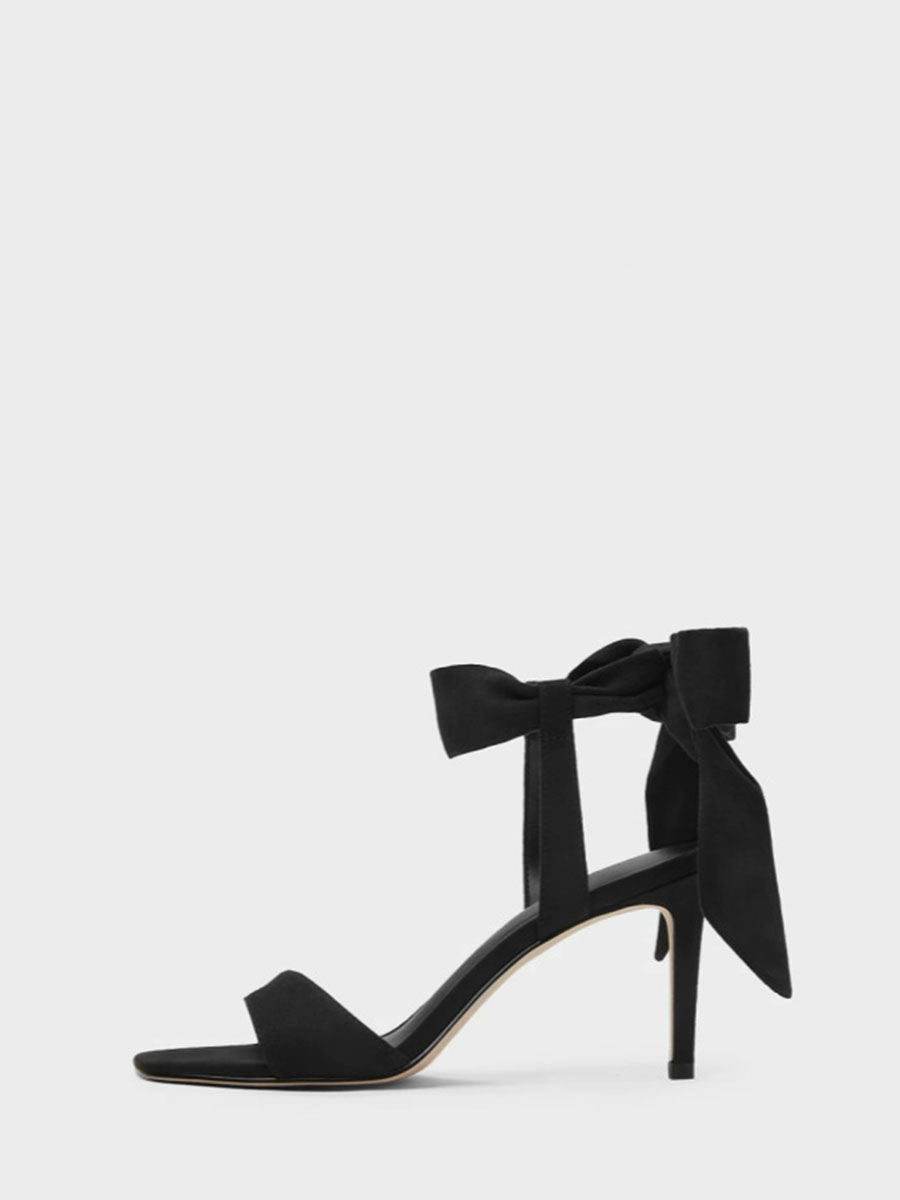 Women's Satin Bow Stiletto Heels Open Toe Sandals