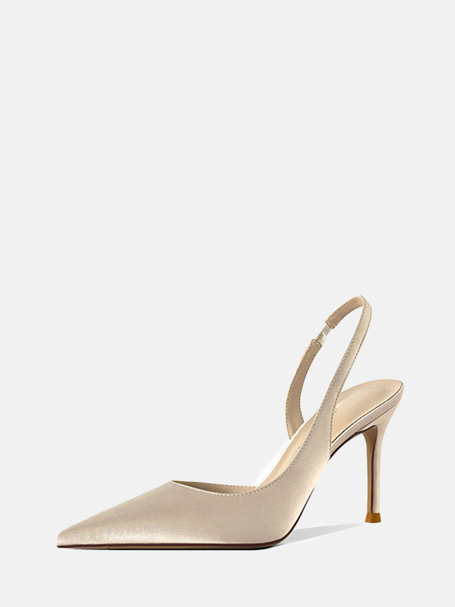 Women’s Satin Slingback Stiletto Heels Pointed Toe Pumps (1)