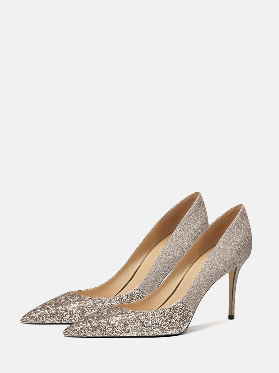 Women’s Glitter Pointed Toe Stiletto Heels Wedding Pumps (3)