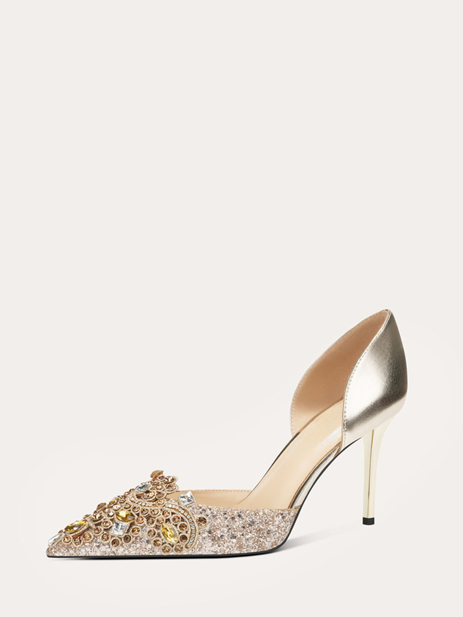 Women’s Glitter Rhinestone Stiletto Heels Pointed Toe Pumps