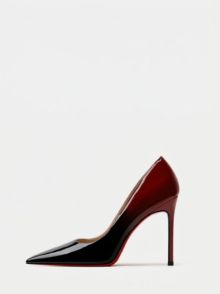 Women’s Gradient Black Patent Leather Pointed Toe Stiletto Heels Pumps