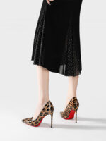 Women’s Leopard Print Patent Leather Stiletto Heels Pumps Pointed Toe