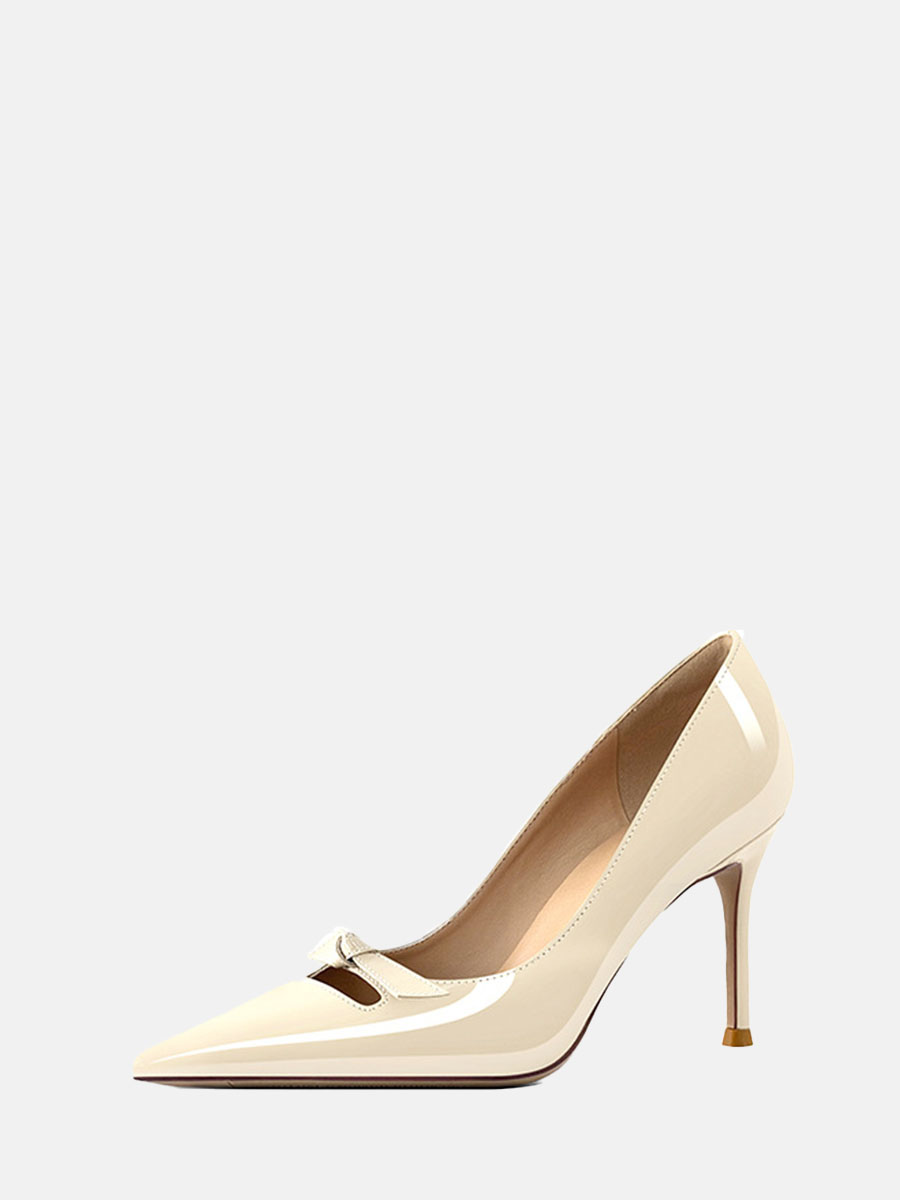 Women’s Patent Leather Bows Stiletto Heels Pointed Toe Pumps (13)