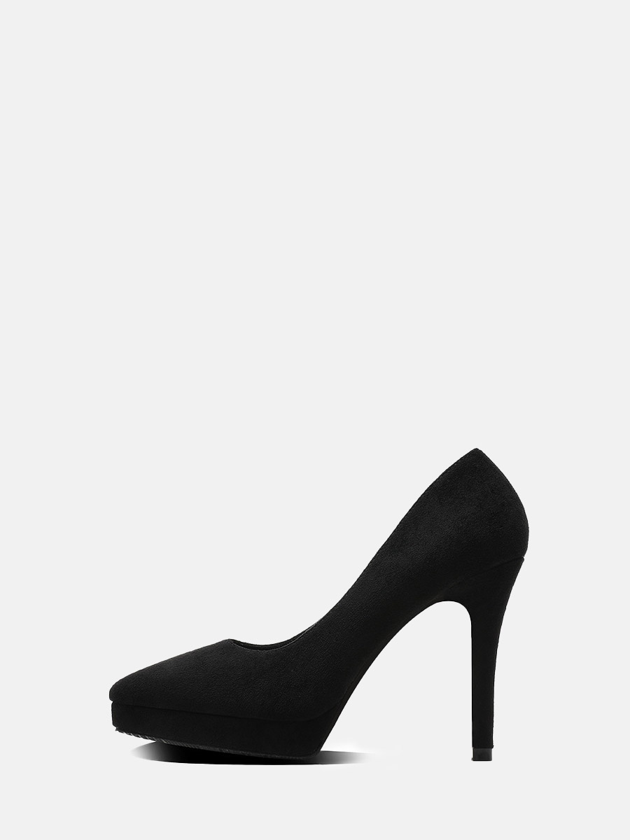 Women’s Black Suede Platform Stiletto Heels Pointed Toe Pumps