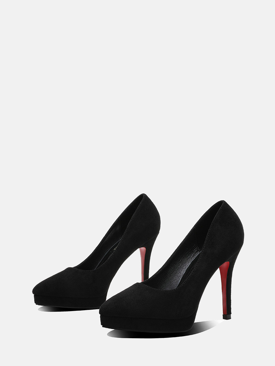 Women’s Black Suede Platform Stiletto Heels Pointed Toe Pumps (3)