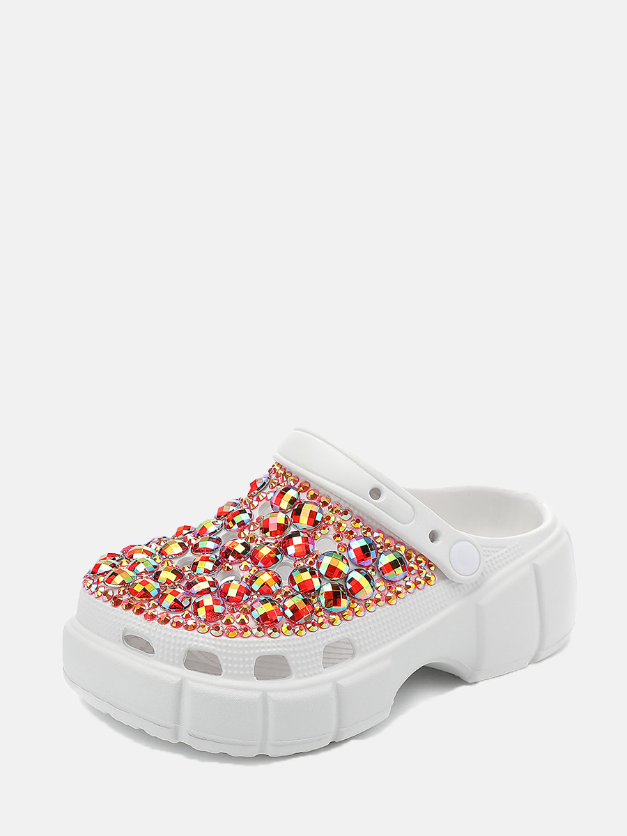 Women’s EVA Rhinestones-Embellished Platform Round Toe Beach Slide Sandals (5)