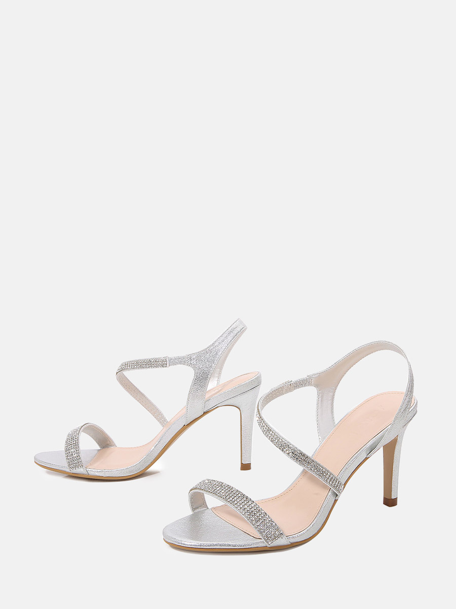 Women’s Patent Leather Rhinestone Strappy Stiletto Heels Sandals (4)