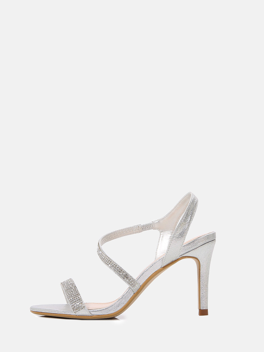 Women’s Patent Leather Rhinestone Strappy Stiletto Heels Sandals