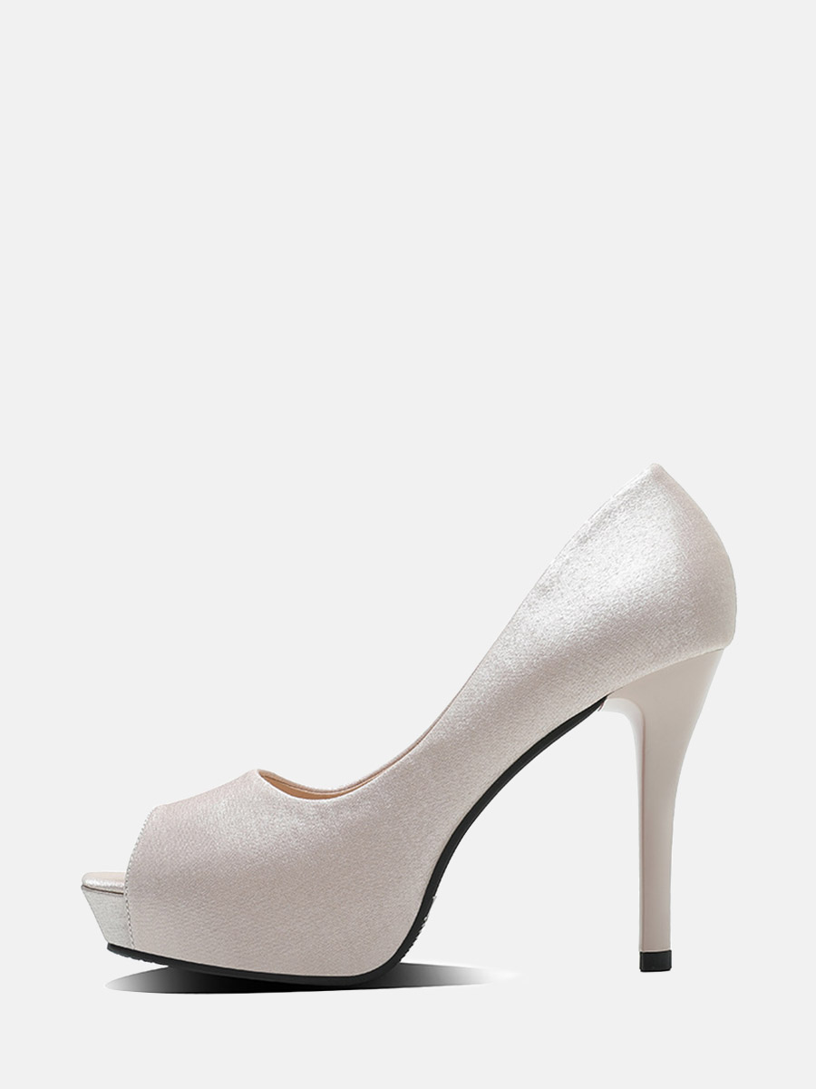 Women’s Suede Satin Platform Stiletto Heels Peep Toe Pumps