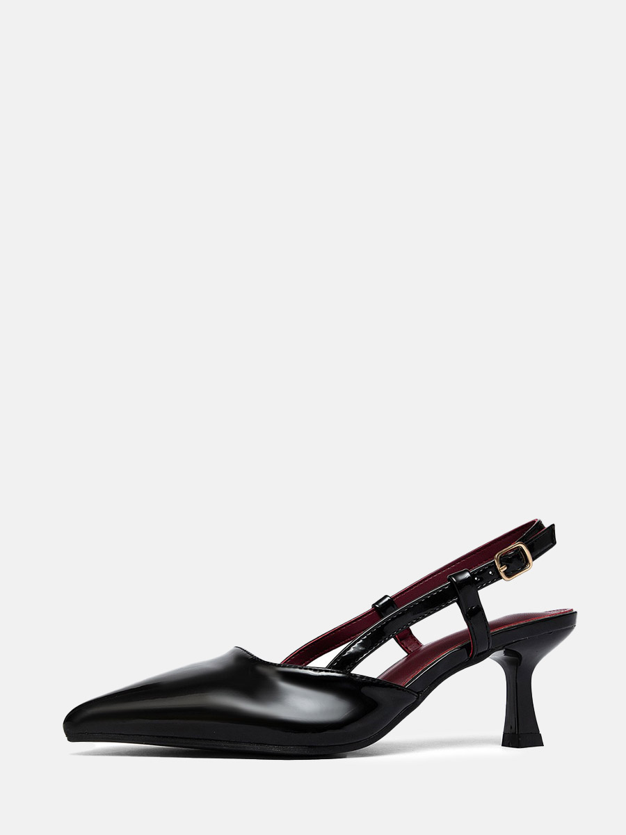 Women’s Synthetic Spool Heels Slingback Buckle Pointed Toe Pumps