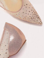 Women’s Light Pink Mesh Rhinestones Flats Pointed Toe Pumps