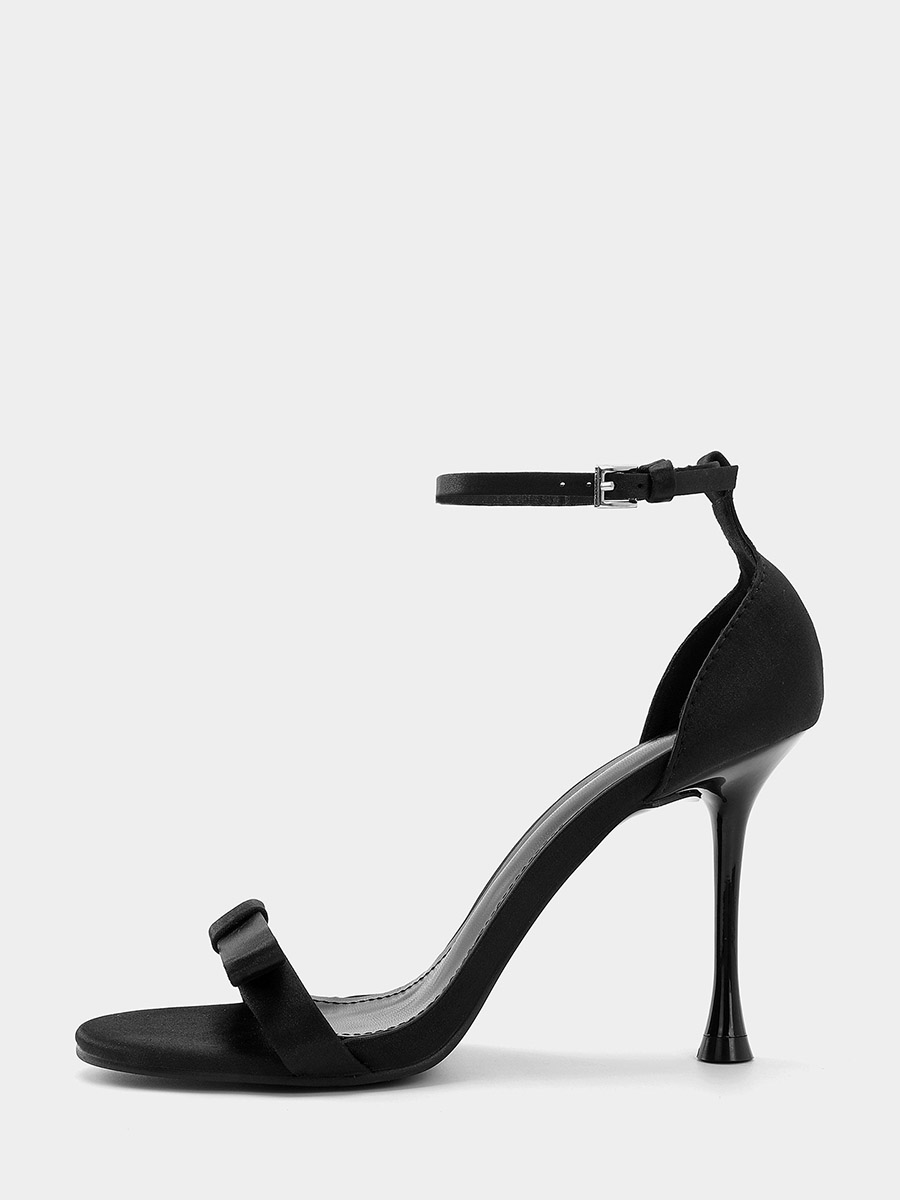 Women’s Satin Bows Ankle Strap Buckle Stiletto Heels Open Toe Sandals