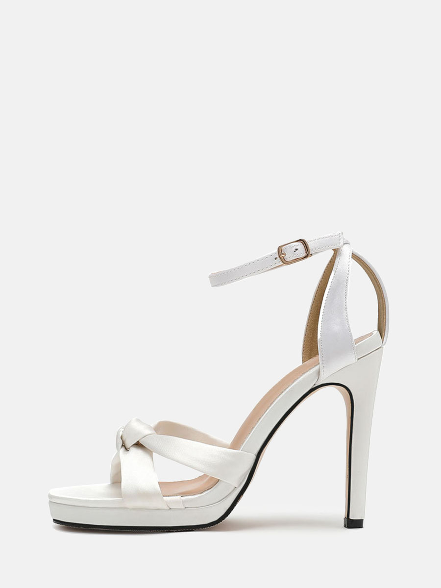 Women’s Satin Buckle Ankle Strap knot Platform Stiletto Heels Sandals