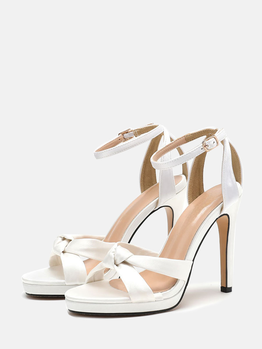 Women’s Satin Buckle Ankle Strap knot Platform Stiletto Heels Sandals (2)