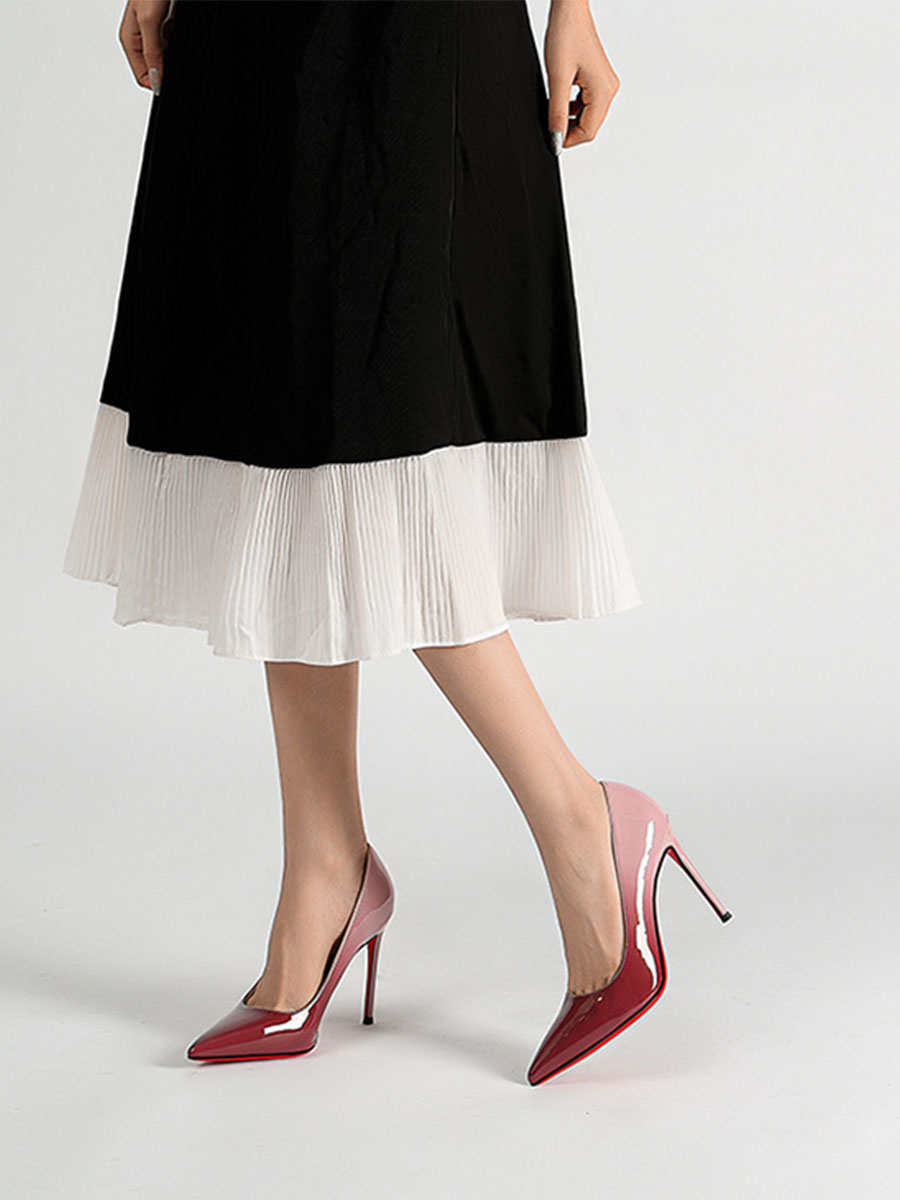 Women’s Pink Gradient Patent Leather Pointed Toe Stiletto Heels Pumps (5)